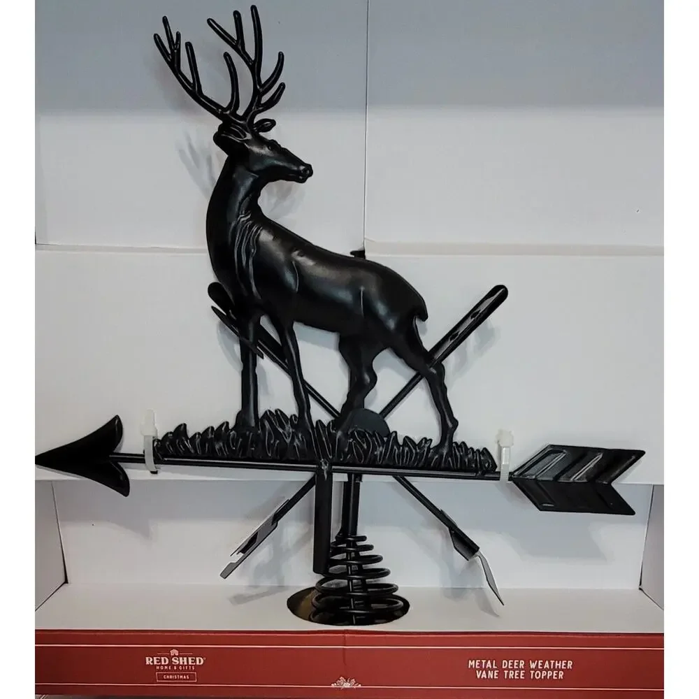 NIB Red Shed Metal Deer Weather‎ Vane Christmas Tree Topper 2023